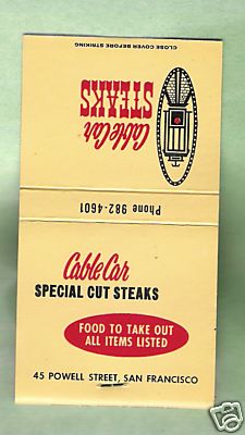 Cable Car restaurant matchbook/1
