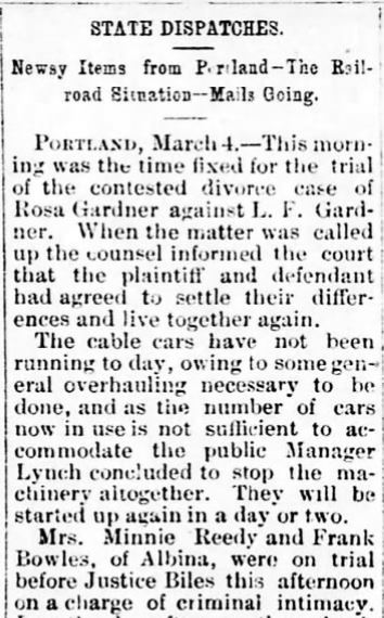 Portland not in service