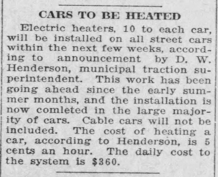 cable cars not heated