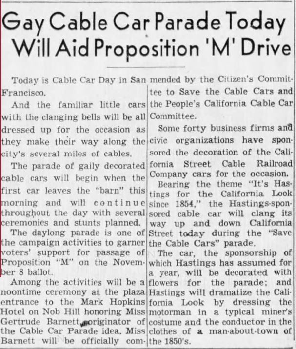 cable car prop M parade