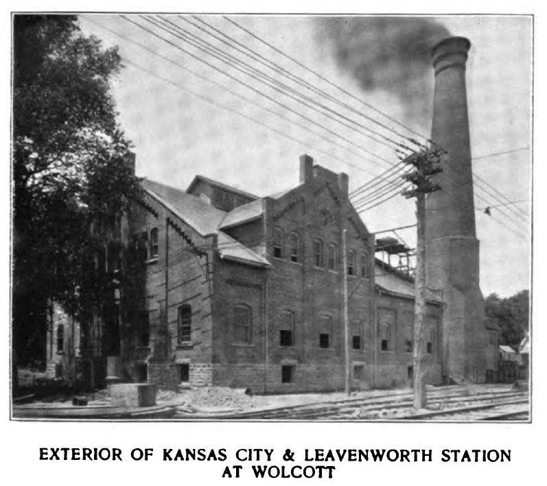 exterior of kansas city and leavenworth station at wolcott