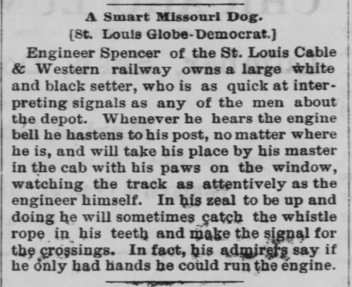 St Louis Cable and Western Ry dog