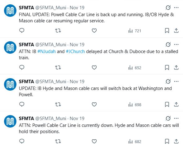 SFMTA Powell Street cars down