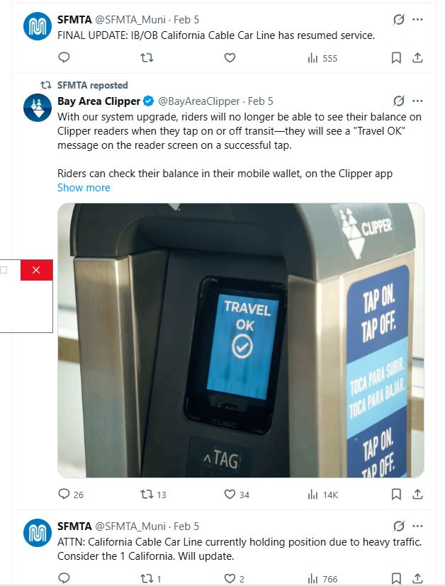 SFMTA Cal Cable traffic issue