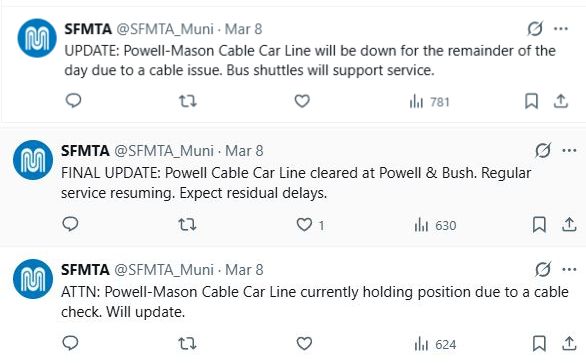 SFMTA Powell cars delayed