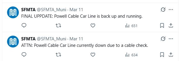 SFMTA Powell cars delayed